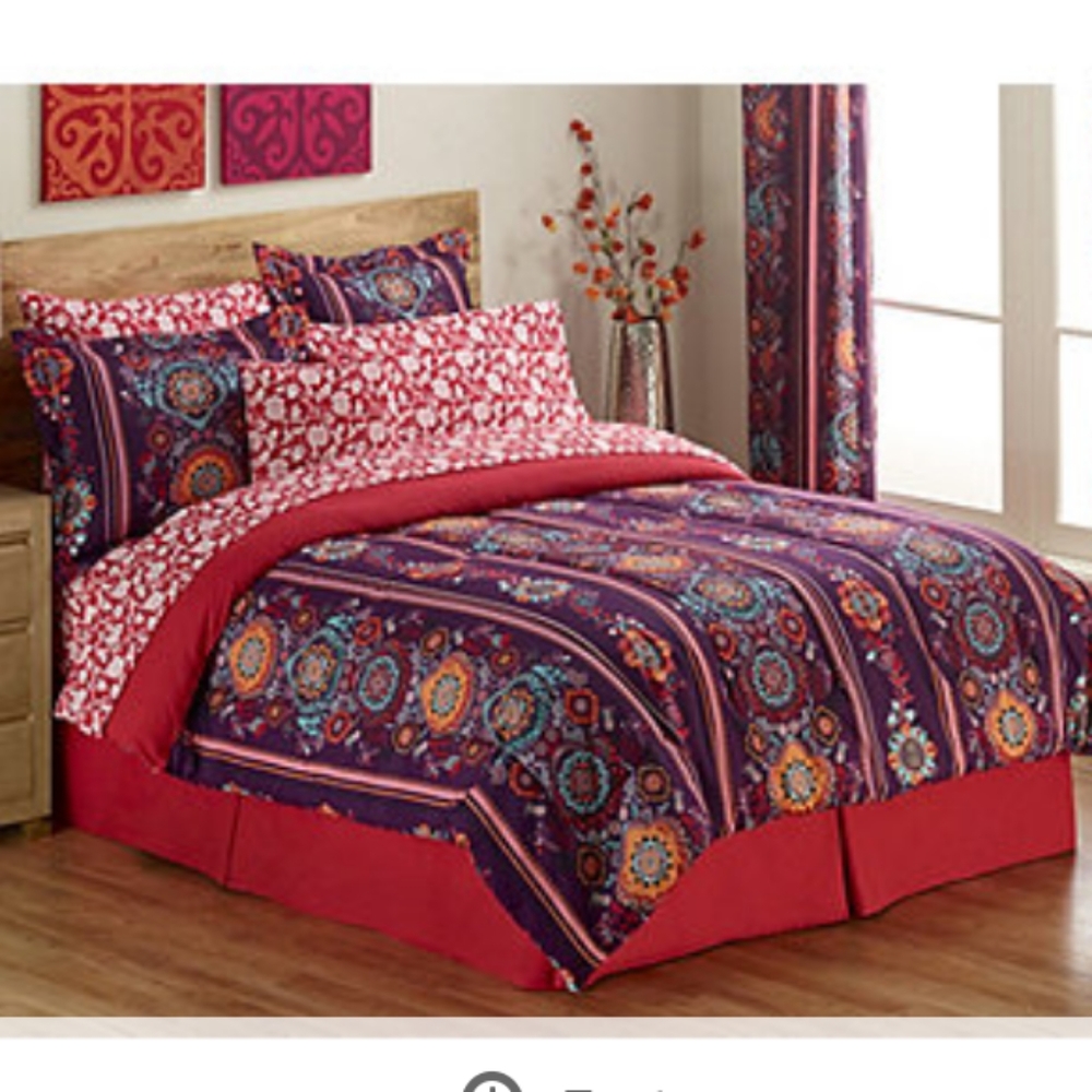 Alcove Purple Folk 6 Piece bedding set KING